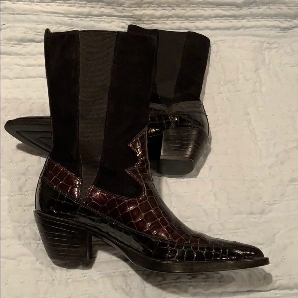 Van Eli Black/Brown Patent Leather/Suede,  Size 9N - Picture 3 of 7